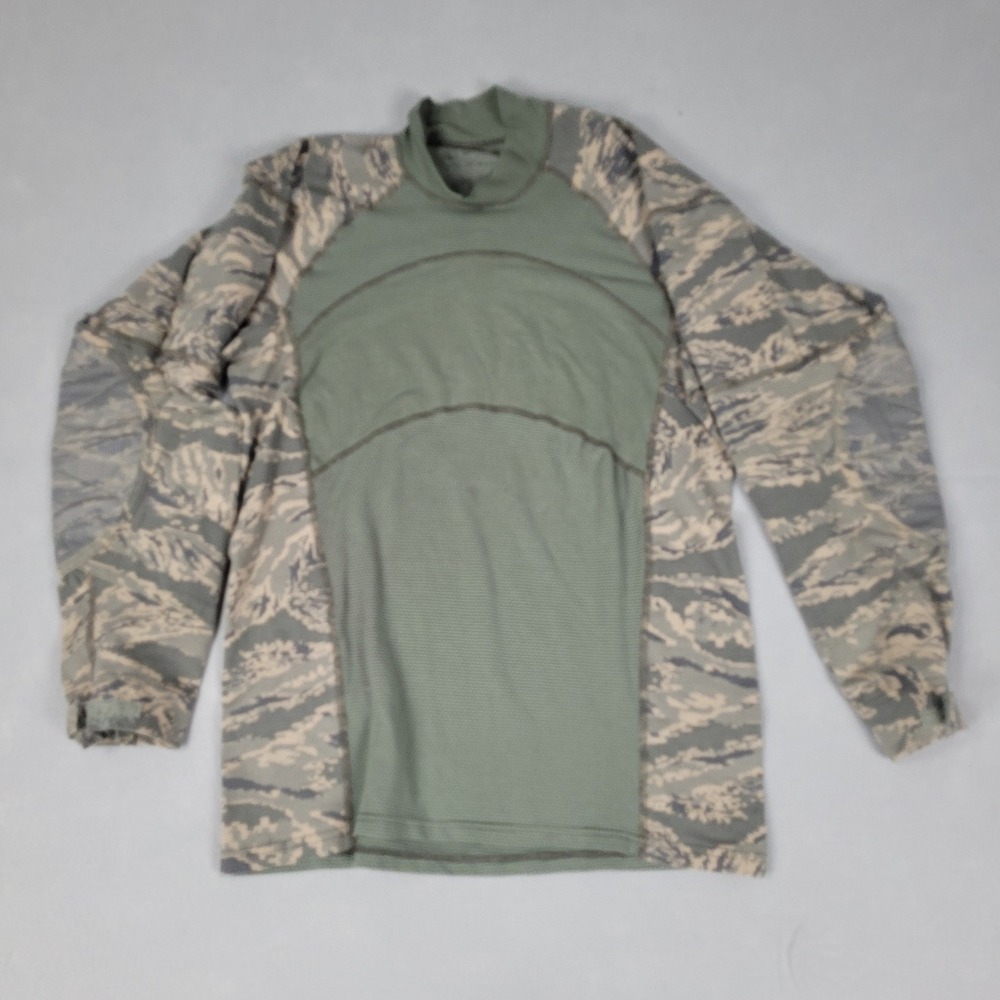 Massif Airman Battle Shirt Mens Large Green FR Flame Resistant Tiger Stripe Camo